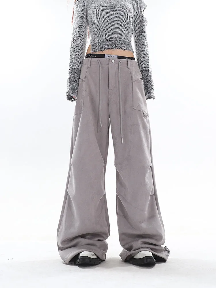 【23s October.】Suede Straight Leg Loose Casual Pants