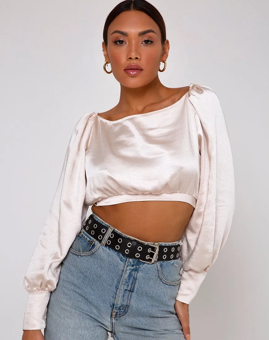 Adoria Crop Top in Satin Ivory