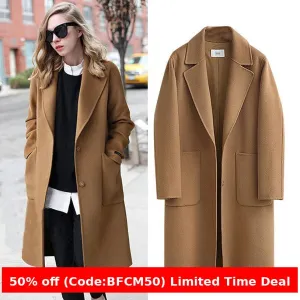 Amozae winter outfits men Autumn and Winter Women's Double-Sided Woolen Coat Long Loose Woolen Coat for Women