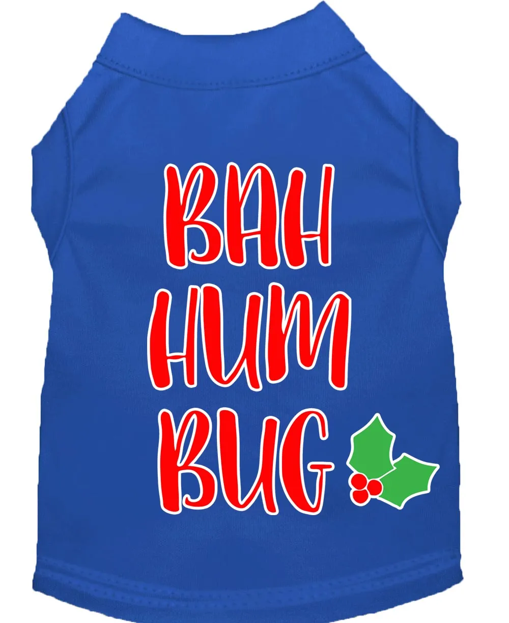 Bah Humbug Screen Print Dog Shirt Blue Med