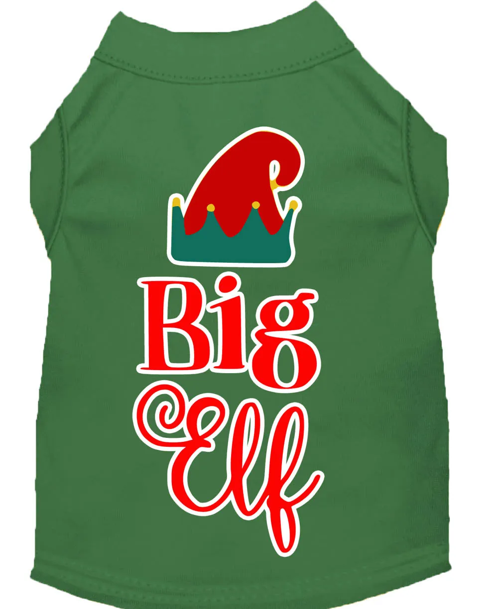 Big Elf Screen Print Dog Shirt Green Med