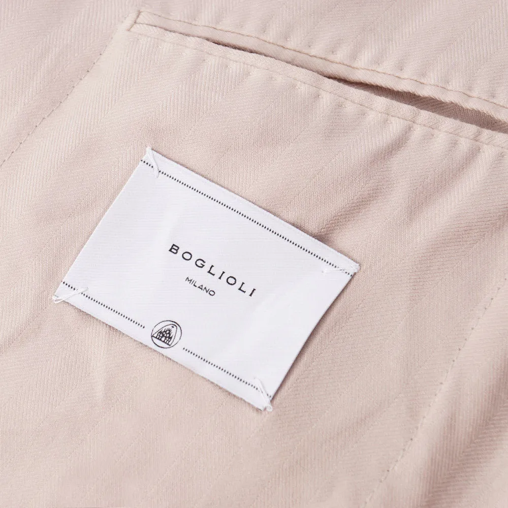 Boglioli Cashmere Sport Coat in Sand Pink Herringbone