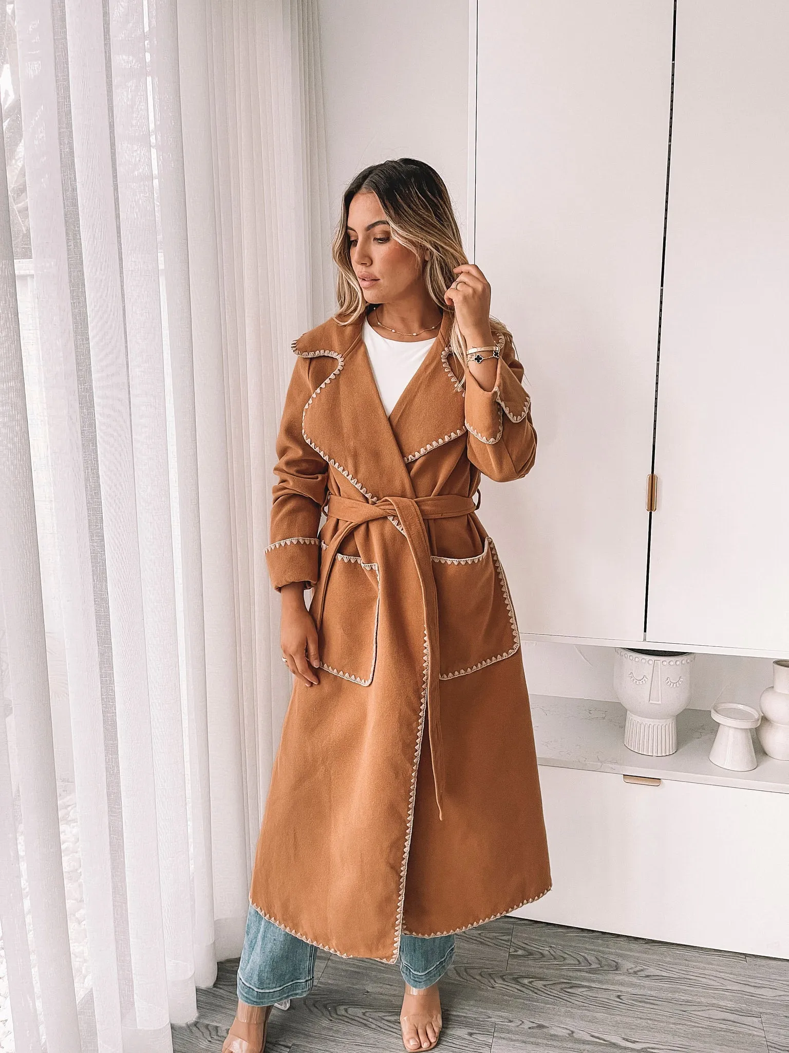 Bonnita Trench Coat - Beige Multi