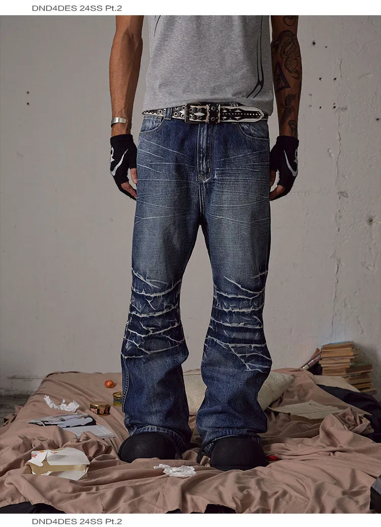 Damaged straight leg jeans