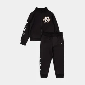 Dri Fit Swoosh Spirit Zip Up and Jogger Preschool Set (Black)