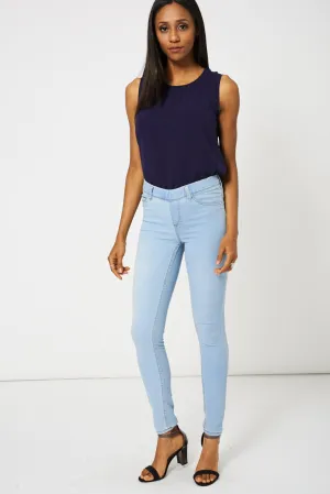 Elasticated Waist Light Blue Denim Jeans Available In Plus Sizes