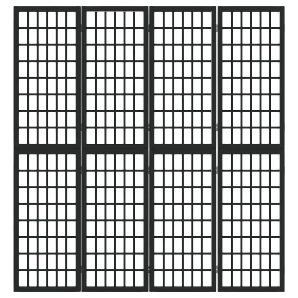 Folding 4-Panel Room Divider Japanese Style 160x170 cm Black