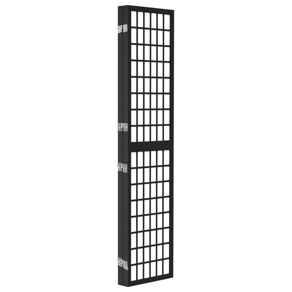 Folding 4-Panel Room Divider Japanese Style 160x170 cm Black