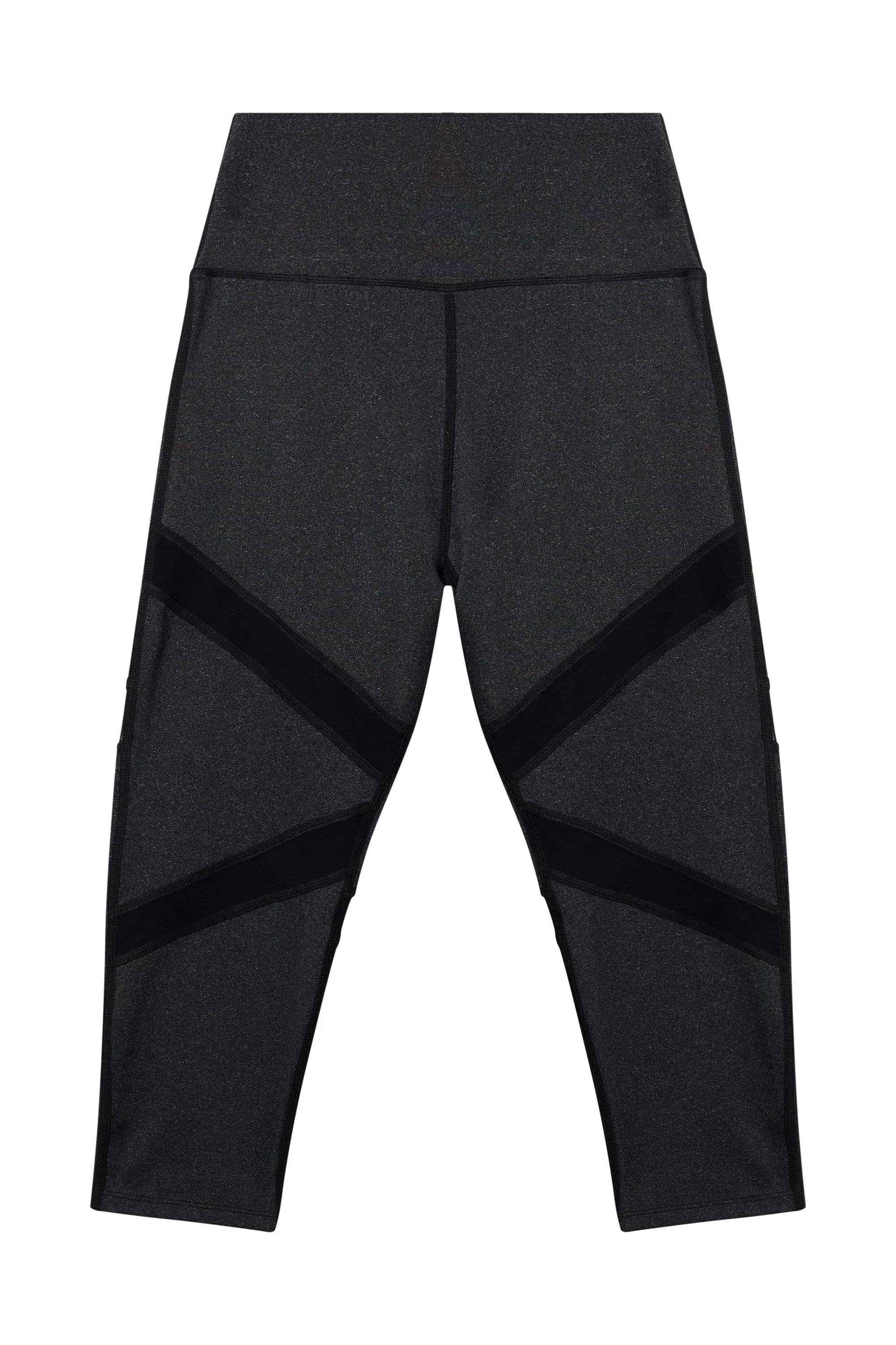 Grey Marl Mesh Panel Crop Leggings