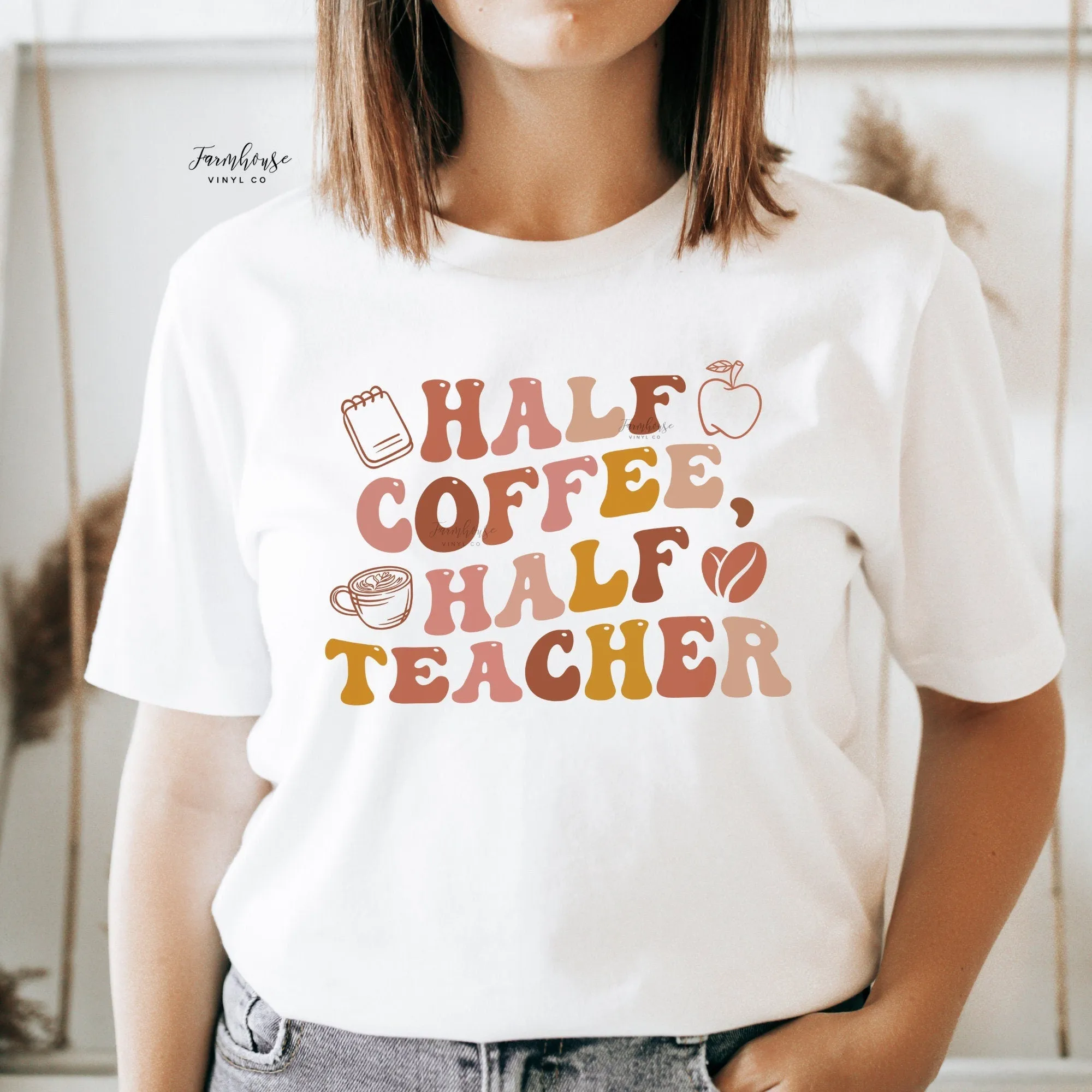 Half Coffee Half Teacher Shirt