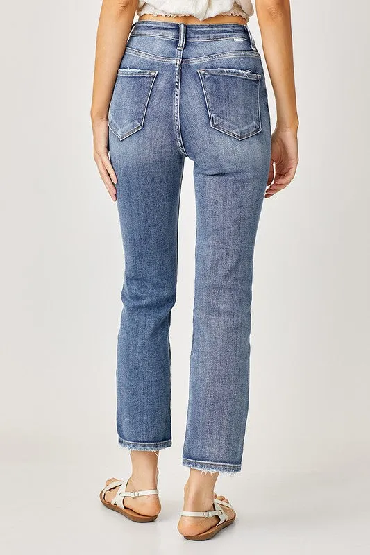 High Rise Crop Straight Jeans