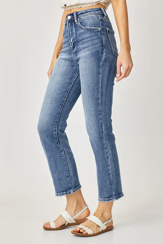 High Rise Crop Straight Jeans