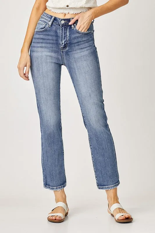 High Rise Crop Straight Jeans