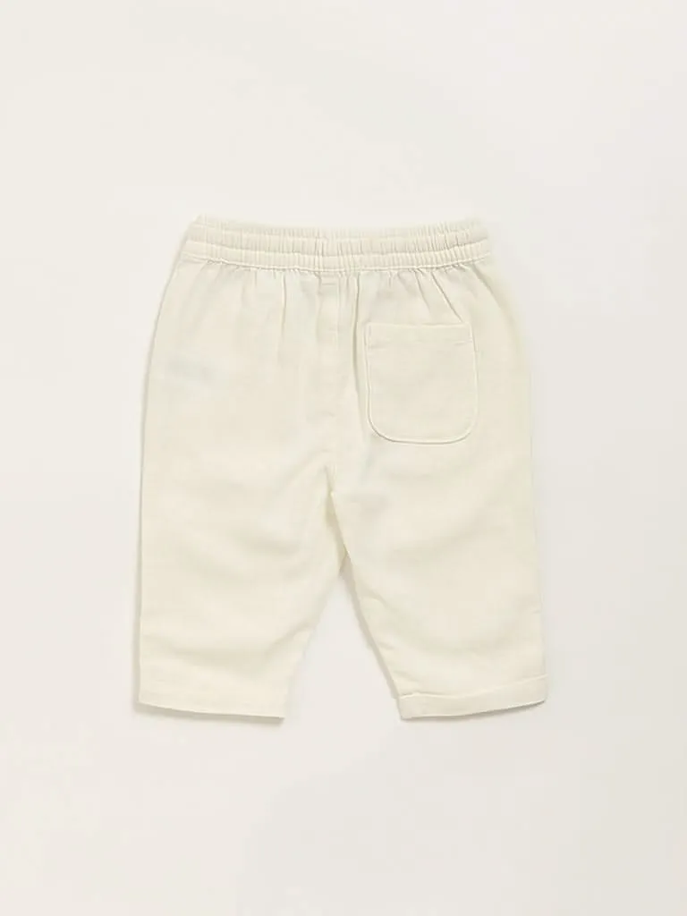 HOP Baby Off-White Solid Pants