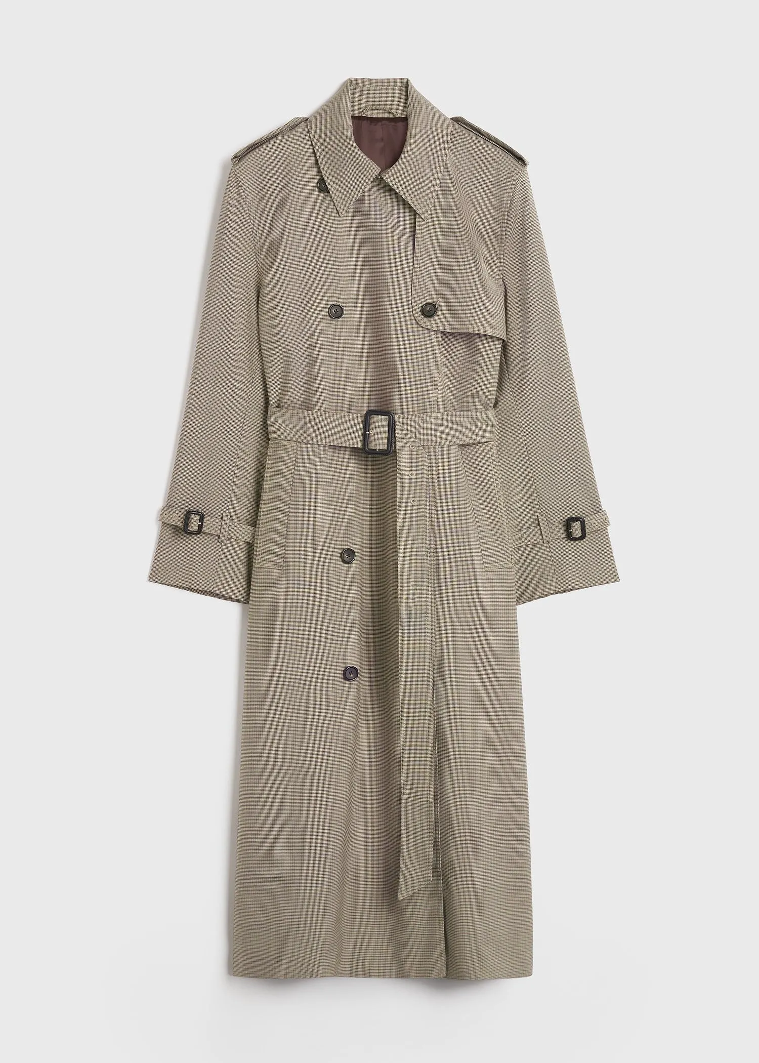 Houndstooth trench coat biscuit