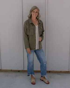 JANICE BUTTON DOWN WASHED TOP 2 COLOR OPTIONS