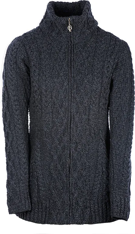 Ladies Merino Wool Zip Cardigan by Aran Mills - 2 Colours