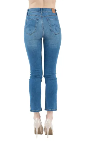 Level 99 Riley High Rise Button Fly Straight Leg Denim