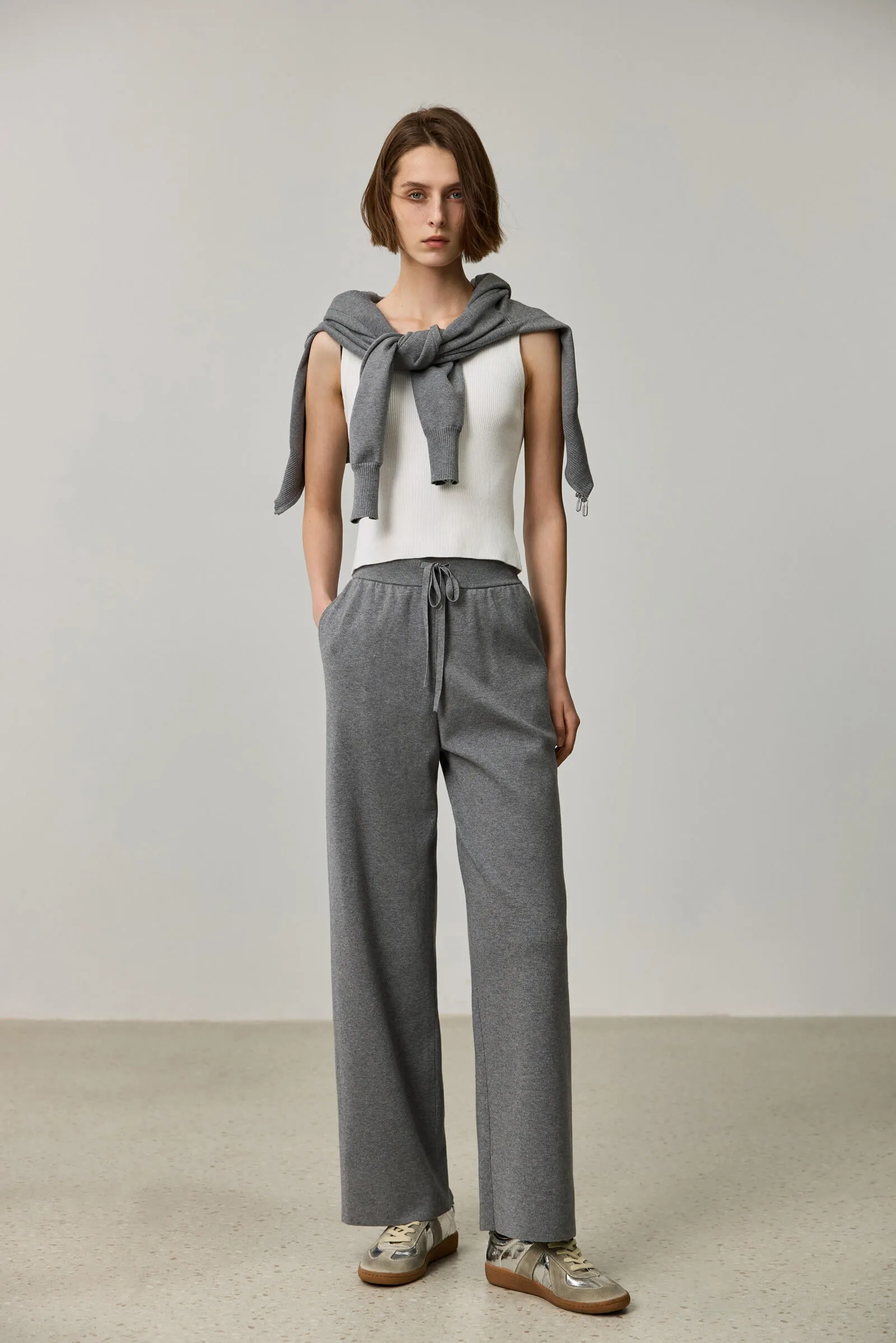 LILY Grey Casual Wide-Leg Pants