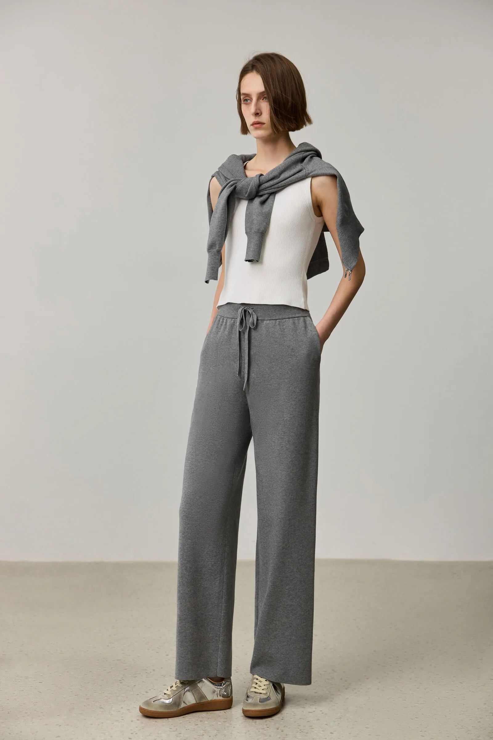 LILY Grey Casual Wide-Leg Pants