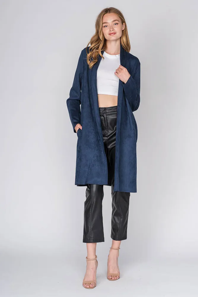 Long Suede Trench Coat