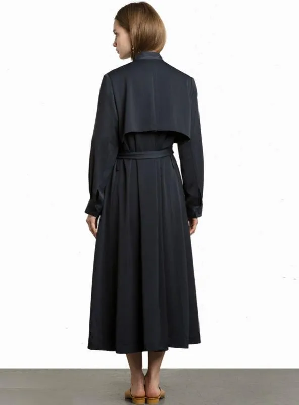 LONG TRENCH COAT TURN-DOWN COLLAR BELTED CASUAL