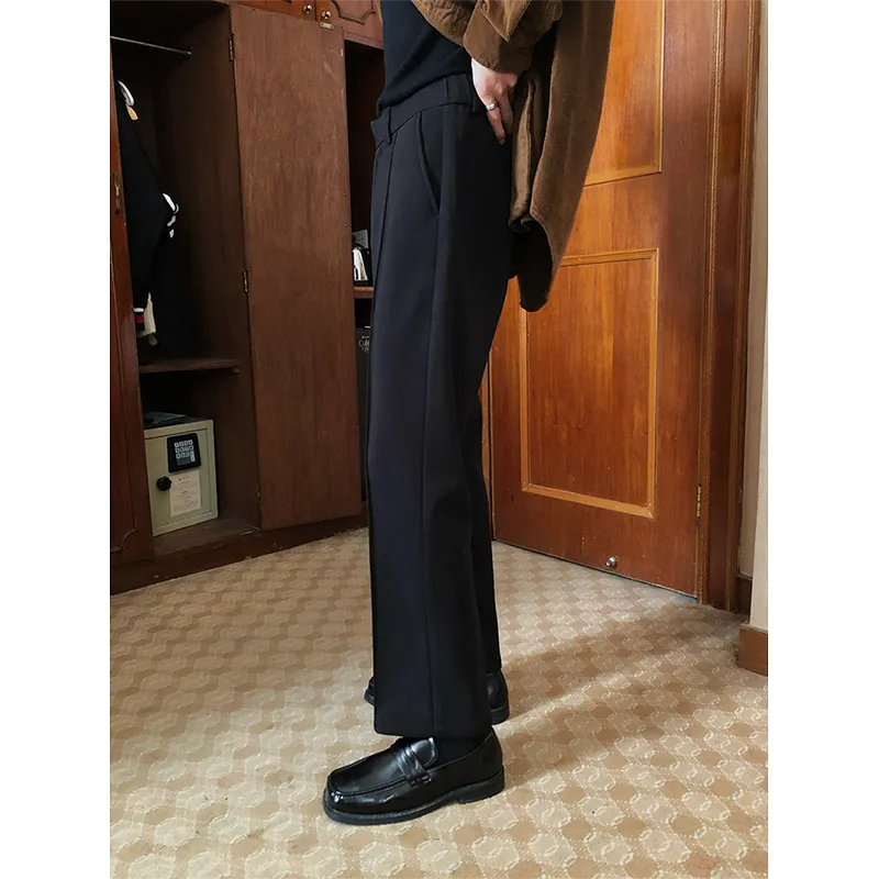 Men's Retro Mid-waist Casual Straight-leg Loose Suit Pants