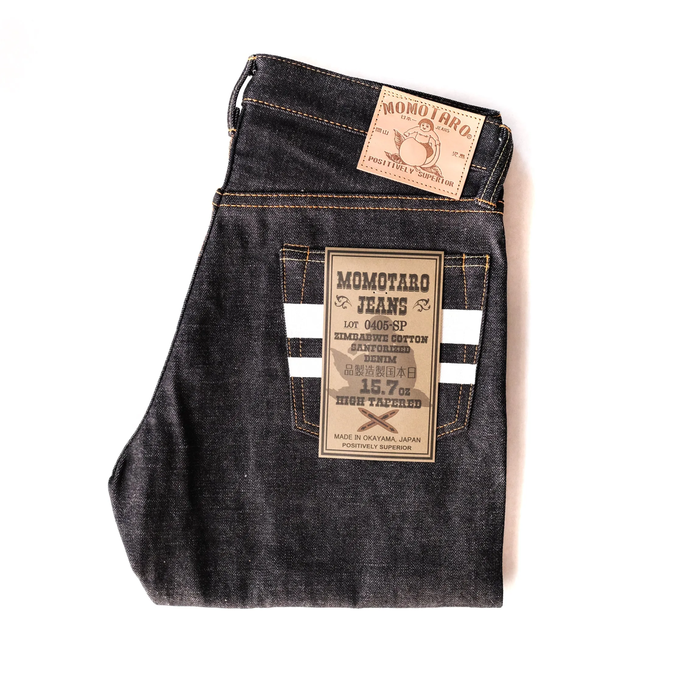 Momotaro - High Tapered - 15.7oz Zimbabwe w/ Battle Stripes