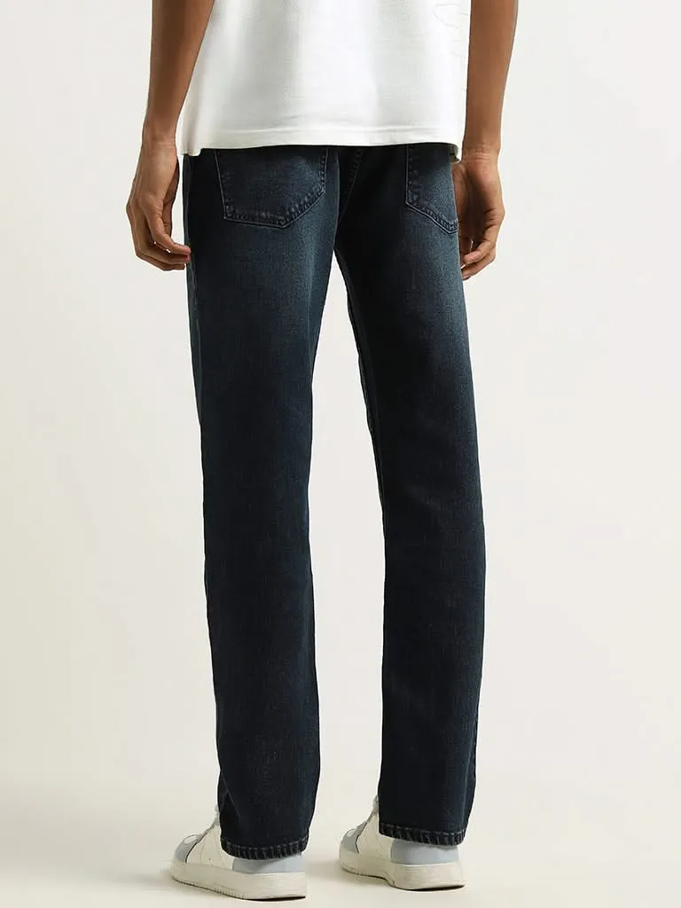 Nuon Dark Blue Straight - Fit Mid - Rise Jeans