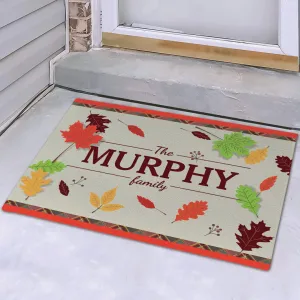 Personalized Fall Leaves Doormat