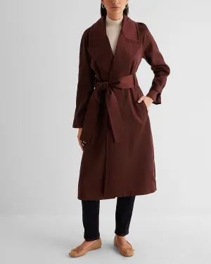 Satin Belted Trench Coat in Rich Mocha