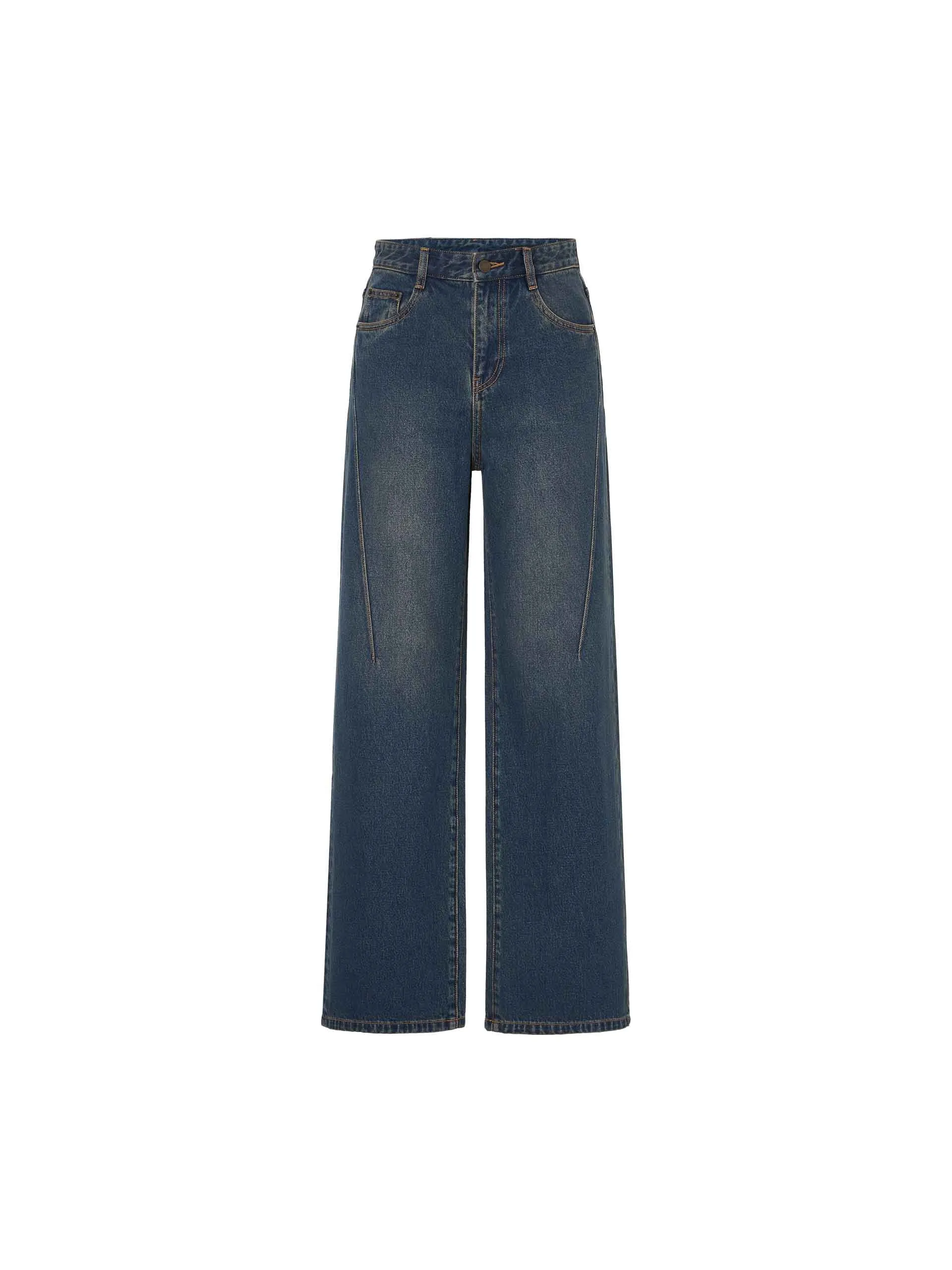 Seams Detail Straight Jeans