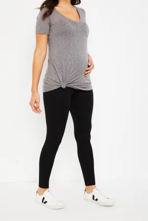 Secret Fit Belly French Terry Maternity Leggings in Black