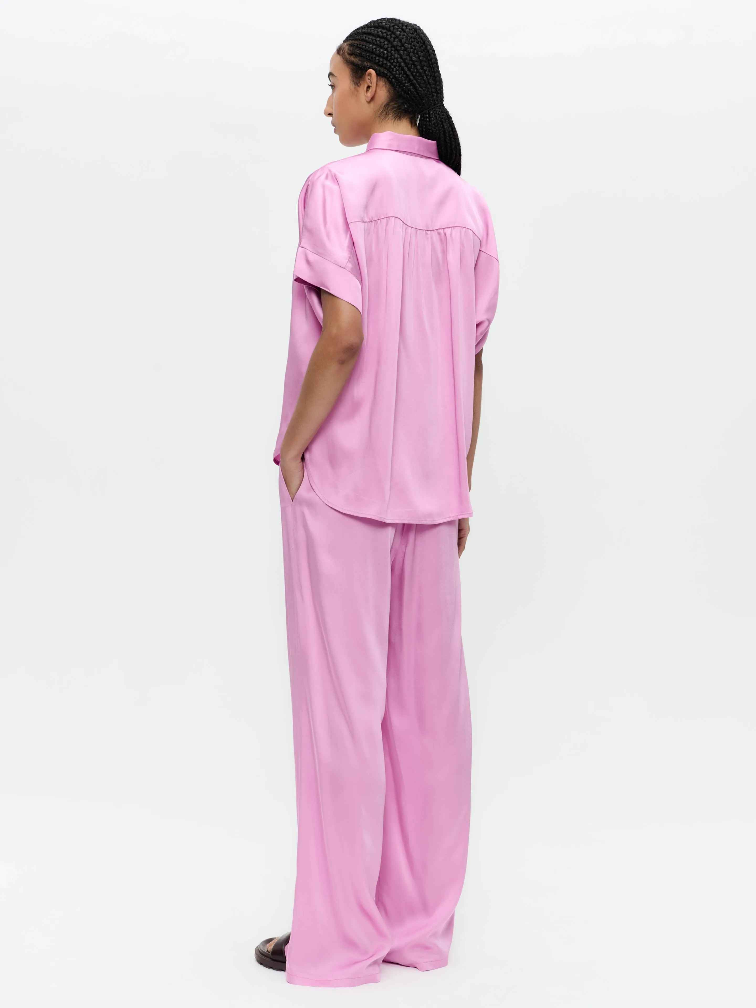 Simone saten viscose pants | Pink