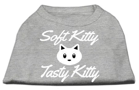 Softy Kitty, Tasty Kitty Screen Print Dog Shirt Grey XXXL (20)