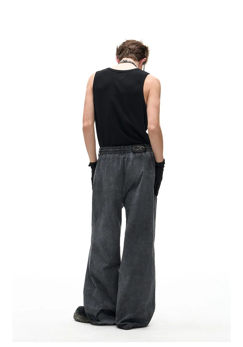 Stain dyed loose straight leg casual pants