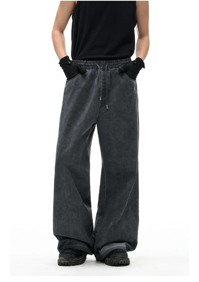 Stain dyed loose straight leg casual pants