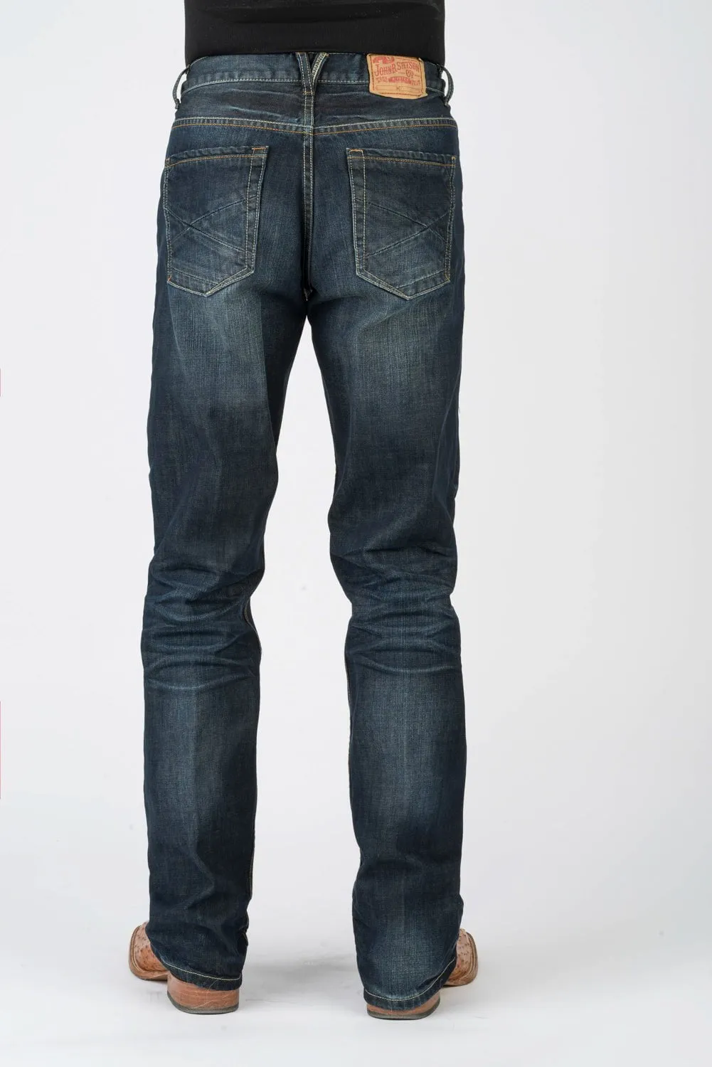 Stetson Mens Blue Cotton Blend Piece Back X Jeans