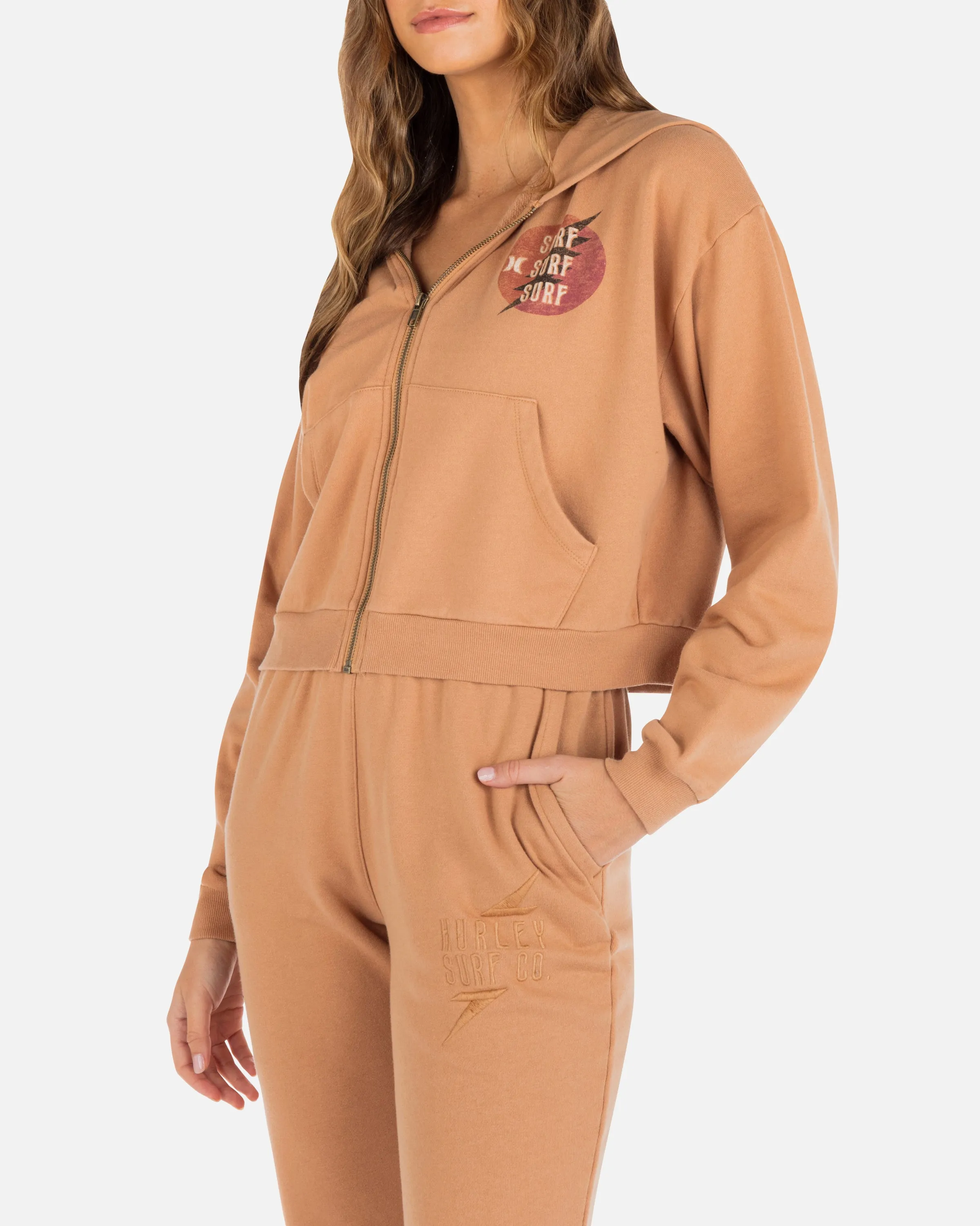 Surf Queen Hailey Crop Zip Up Hoodie