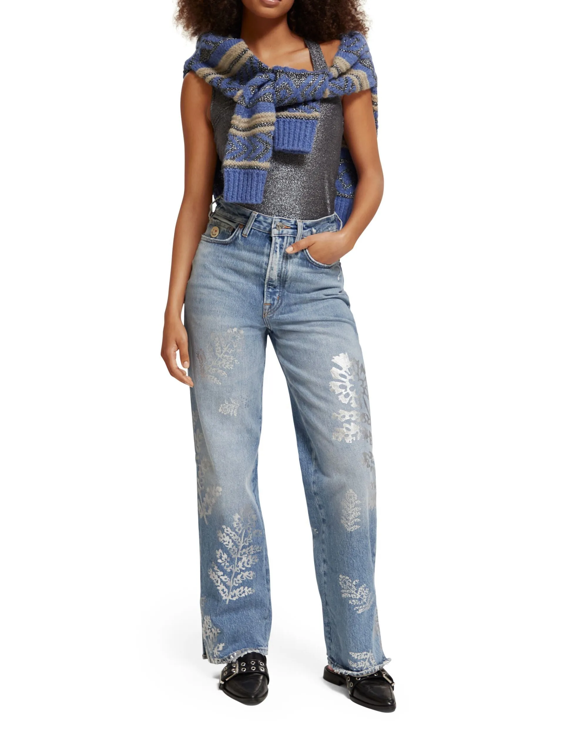 Certainly! Heres an optimized title for the e-commerce product:

Ripple High-Rise Straight-Leg Jeans in Sparkle Splash