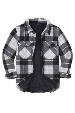 Toddler Sherpa Lined Plaid Fleece Button Down Shirt Jacket