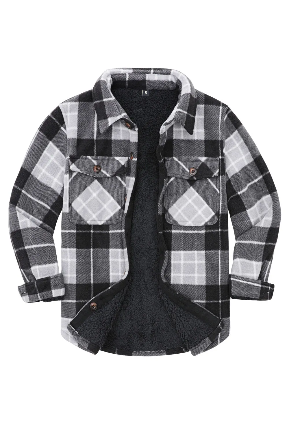 Toddler Sherpa Lined Plaid Fleece Button Down Shirt Jacket