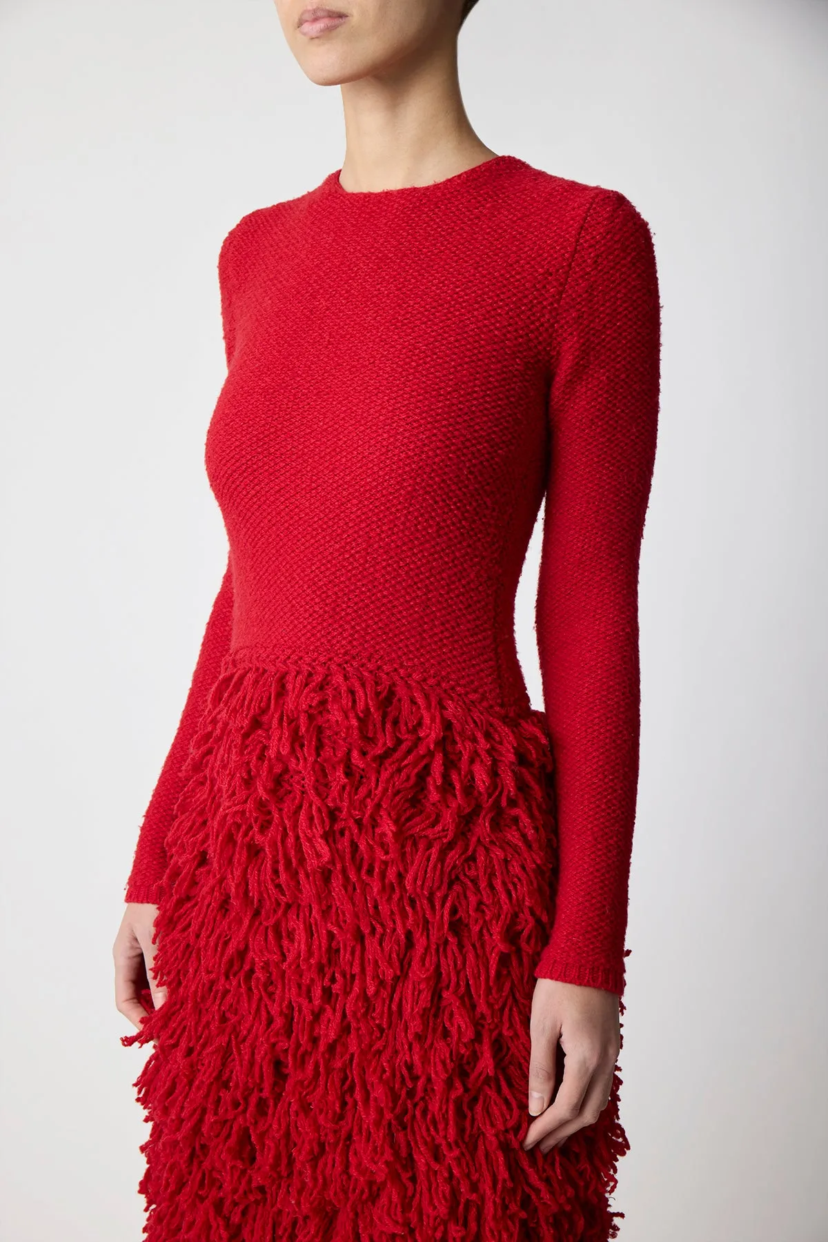 Turner Knit Maxi Dress in Scarlet Red Virgin Wool Cashmere Silk