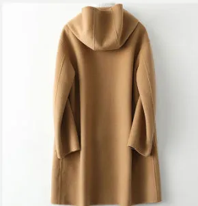 Woolen Coat Women's Elegant Large Pocket Loose